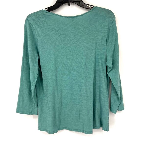 Habitat Clothes You Live In Womens Front Tie Scoop Neck Top Size Medium Green - Picture 5 of 5